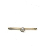 15ct Gold Antique Pearl Set Bar Brooch (2.4g)