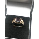 9ct Gold Garnet Vintage Ring With Chester Hallmark (3.2g)