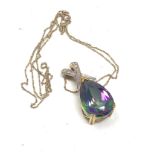 9ct Gold Mystic Topaz & Topaz Pendant On Chain (5.7g)