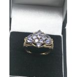 9ct Gold Tanzanite Cluster Dress Ring (4.2g)