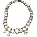 Fine Antique large moonstone set necklace with large graduated moonstones set all around set in