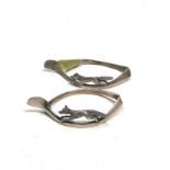 2 silver fox mounted serviette rings 1 in need of restoration