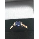 10ct Gold Diamond And Sapphire Ring (2.5g)
