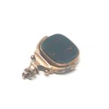 9ct Gold Antique Bloodstone & Carnelian Spinner Fob (5.7g)