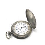 Antique 800 silver cased full hunter pocket watch billodes movement the watch is ticking