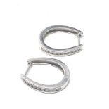 14ct White Gold Diamond Detailed Hoop Earrings (4.1g)