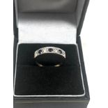 9ct Gold Sapphire & Clear Gemstone Gypsy Setting Ring (2g)