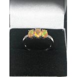 9ct White Gold Diamond Sided Opal Ring (2g)