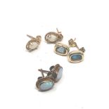 3 X 9ct Gold Paired Gemstone Stud Earrings Inc. Topaz & Opal (4.2g)