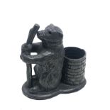 Antique pewter bear match holder