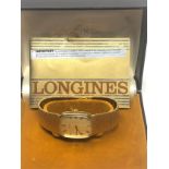 Boxed gents Longines wristwatch the watch winds and ticks