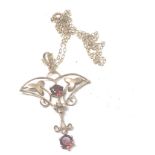 9ct Gold Antique Garnet Lavalier Pendant Necklace (1.9g)