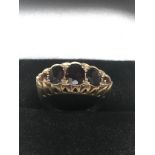 9ct Gold Vintage Garnet Gypsy Setting Ring (3.5g)