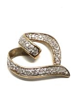 9ct gold diamond set heart pendant measures approx 2cm drop by 1.8cm wide weight 2.1g