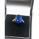 9ct Gold Claw Set Blue Paste Ring (2.7g)