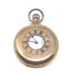 Gold plated half hunter waltham pocket watch the watch is ticking