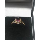 9ct Gold Vintage Garnet Dress Ring (1.4g)