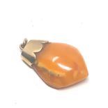 9ct Gold Bailed Butterscotch Amber Pendant (4.9g)