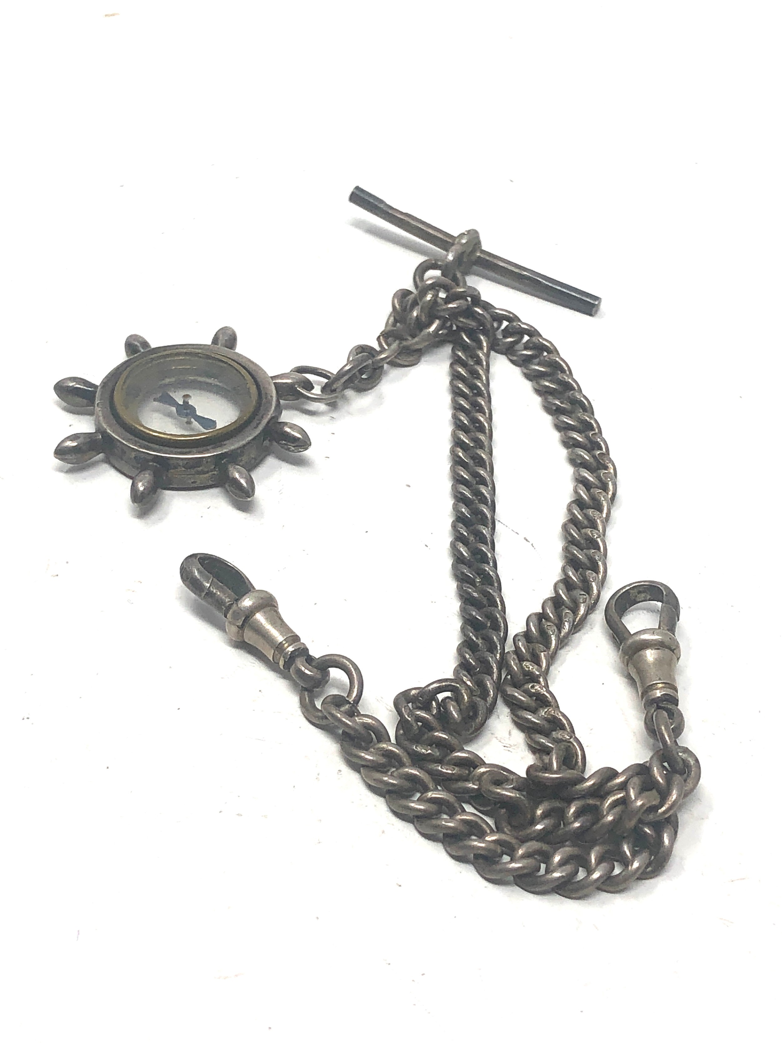 Antique silver double albert watch chain & fob 27g - Bild 2 aus 3