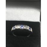 9ct White Gold Diamond & Tanzanite Fronted Ring (2.7g)