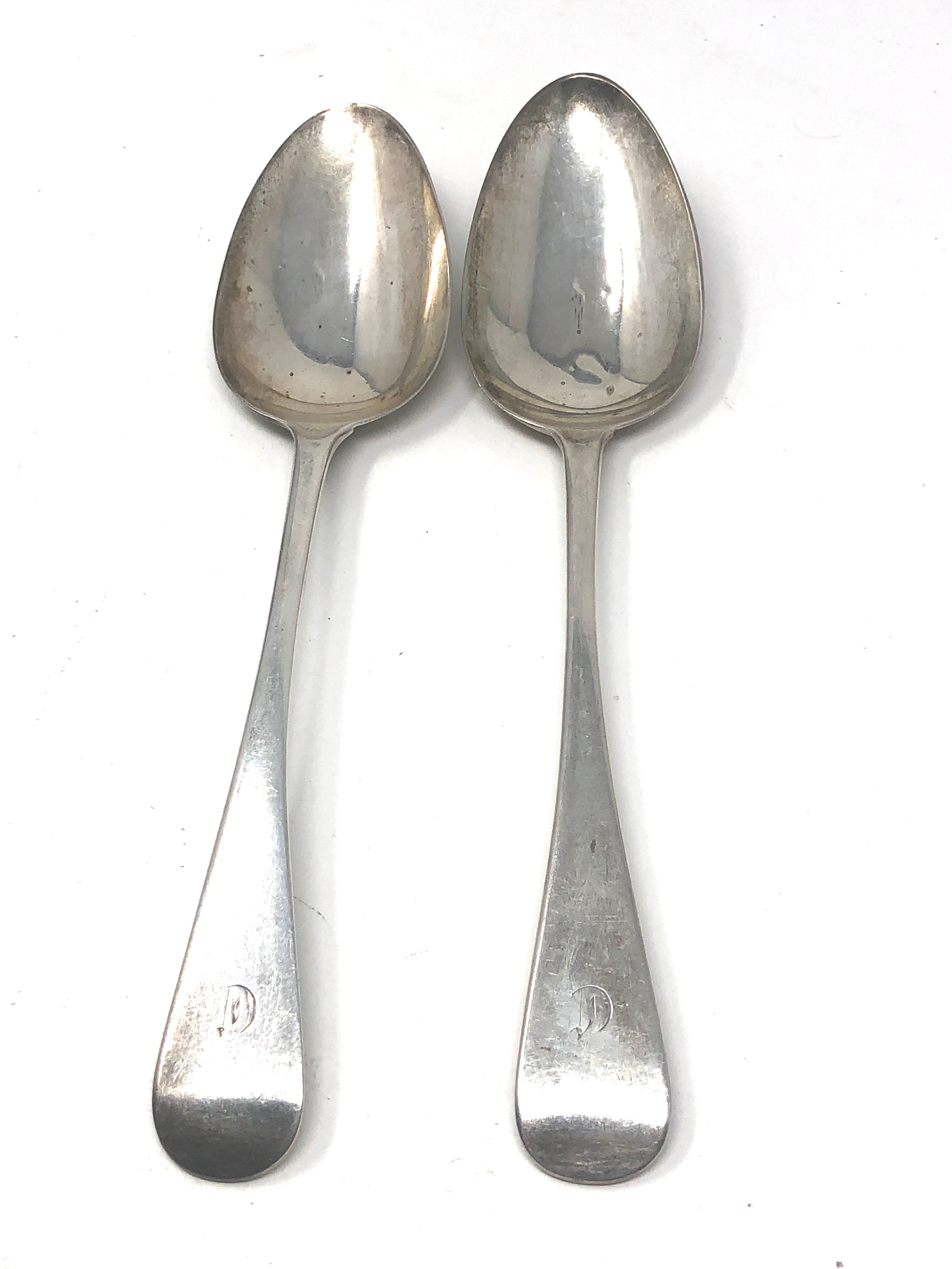 2 georgian silver table spoons London silver hallmarks