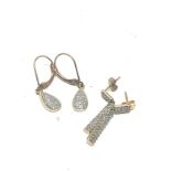 2 X 9ct Gold Paired Diamond Drop Earrings (2.8g)