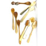 Selection of vintage horn and bone spoons