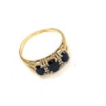 Vintage 9ct gold ladies sapphire and diamond ring