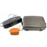 Selection of electrical items to Sony radio cassette, Hitachi case cam-recorder, Brownie Model D