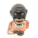 Vintage novelty cast iron boy mechanical money box, height 5.5 inches