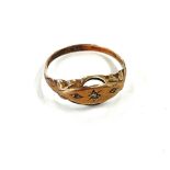 Antique rose gold ladies 9ct gold and diamond ring, chester 1917, uk size N approximate weight 1.3g