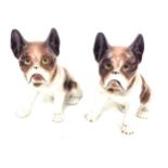 Pair of antique porcelain french bulldog figures total height 7.5 inches