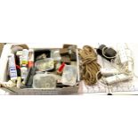 Selection of miscellaneous to include rope, extention leads, washers etc