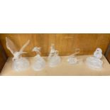 5 Glass animal ornaments, tallest measures: 8 inches