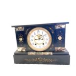 Slate 2 Key hole mantle clock, untested, has pendulum but no key