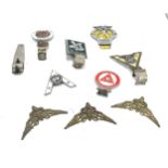 Selection of vintage car badges includes AA badge, Vetron badges, Caravan etc