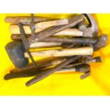 Assorted hammers, mallets, various sizes