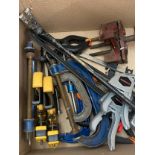 Large selection of G clamps, quick grip clamps, table vice etc