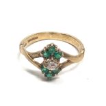 9ct gold emerald & diamond ring (1.3g)