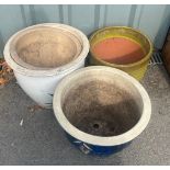 Selection of glazed garden planters