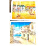 2 Oil on canvas paintings, unframed, each are signed, Nicolaoy and one other, approximate canvas