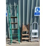 Three sets of outdoor ladders