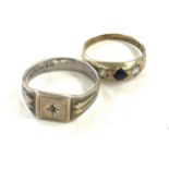 Two antique silver gilt rings set with stones