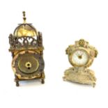Vintage Smiths brass dome topped clock and a vintage muscial dressing table clock, both untested