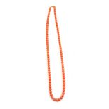 Vintage coral necklace with 18ct gold clasp approx 20 grams