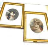 2 Gilt framed prints, each print measures 14inches by 12 inches