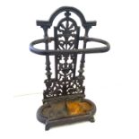 Vintage cast iron umbrella/ stick stand measures approx 20.5 inches tall 13 inches wide 6 inches