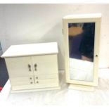 2 decorative jewellery boxes / stands, one mirrored front/ swivel. Height of tallest is