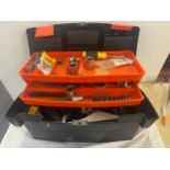 Plastic tool box with contents