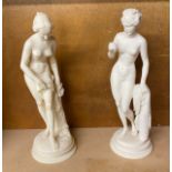 2, Classic Greek alabaster lady Goddess figurine ornaments, signed Aopoaith Knossos